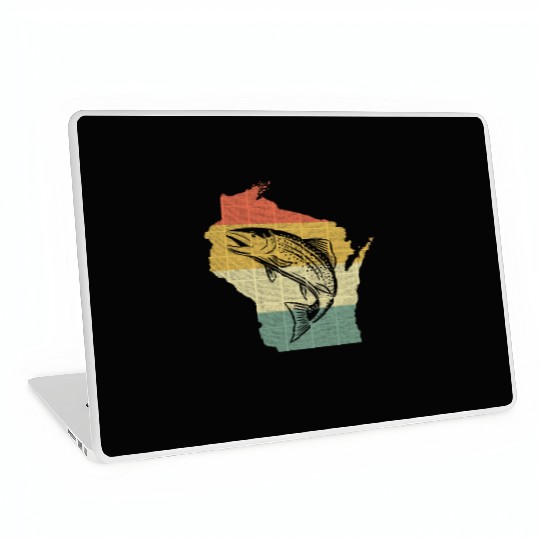Vintage Retro Sunset Wisconsin Fishing Laptop Skins
