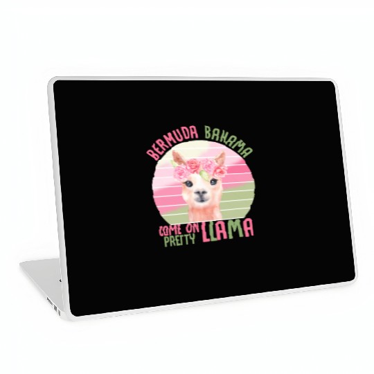 Funny Pretty Llama Pink Green Floral Slogan Laptop Skins