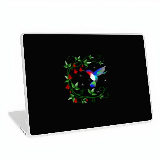 Hummingbird with red flowers Laptop Skins