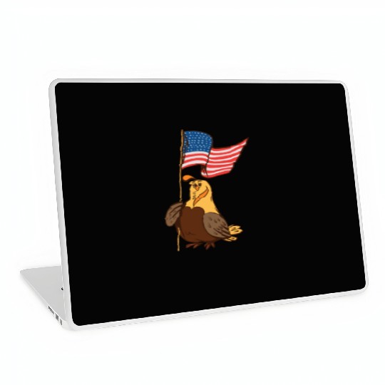 US Quail patriot with banner cute cartoon quail Laptop Skins