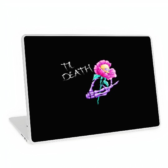 Til Death Valentine Skeleton Hand Skull Flower Laptop Skins