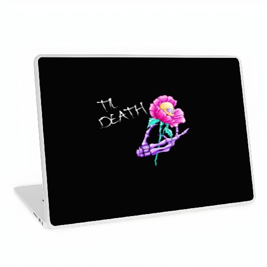Til Death Valentine Skeleton Hand Skull Flower Laptop Skins