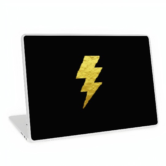 Lightning Bolt Laptop Skins Gold Printed Top