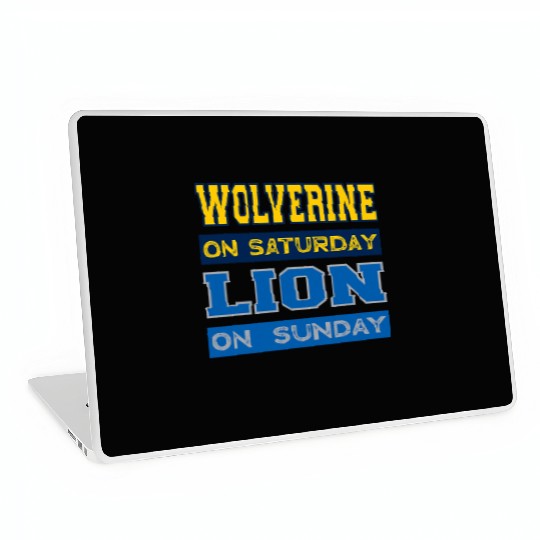 Wolverine on Saturday Lion on Sunday Detroit Laptop Skins