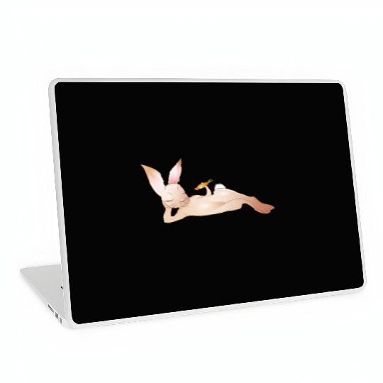 Relaxed rabbit with carrot is enjoying his life Laptop Skins