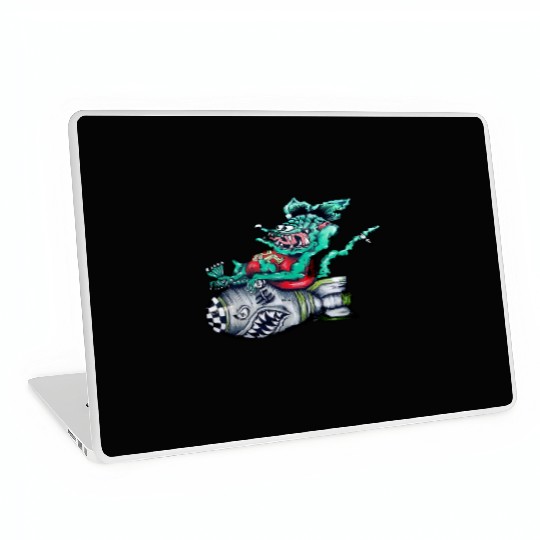 Rat driving a torpedo shark Laptop Skins