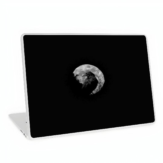 Mystic Black Crow Artwork Full Moon Raven Laptop Skins