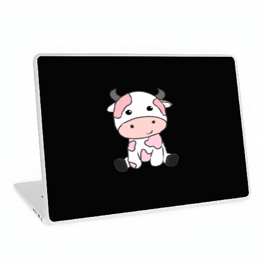 Strawberry Cow Cute Pink Strawberry Cow Kawaii Laptop Skins