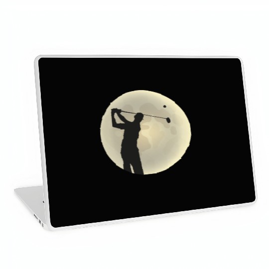 Golfer Silhouette Golf Golfer Moon Full Moon Laptop Skins