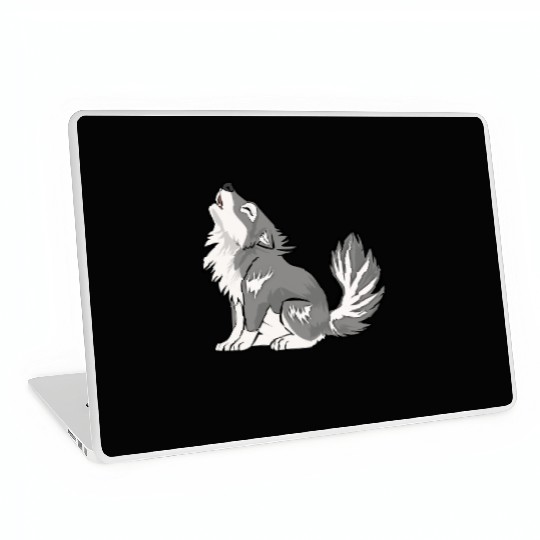 Cute Baby Howling Wolf Cub Gifts Animals Lover Laptop Skins