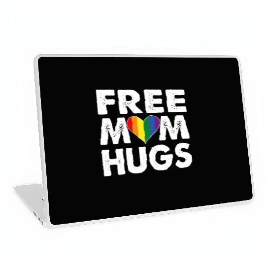 Free Mom Hugs Pride LGBTQ Rainbow Heart Laptop Skins