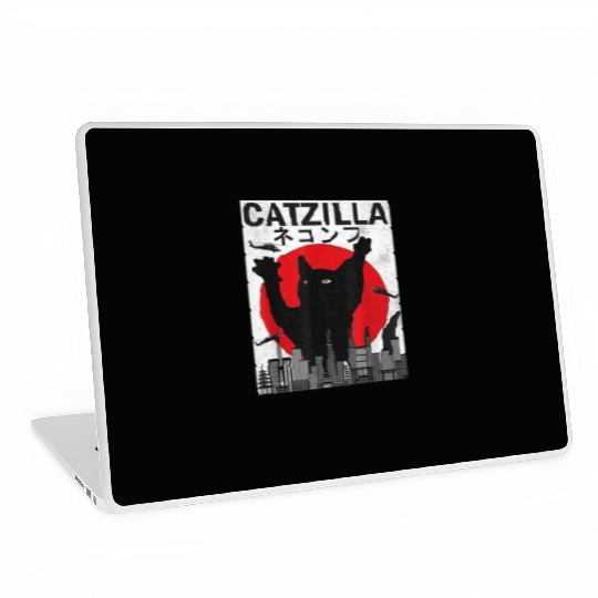 Vintage Catzilla Japanese Sunset Style Laptop Skins