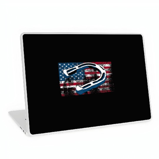 Cool Horseshoe Pitching USA Flag Funny US Pitcher Laptop Skins