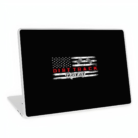 American Flag Dirt Track Racing Car Bike Driver Laptop Skins