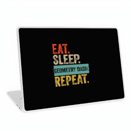 Eat sleep geometry dash repeat retro vintage Laptop Skins