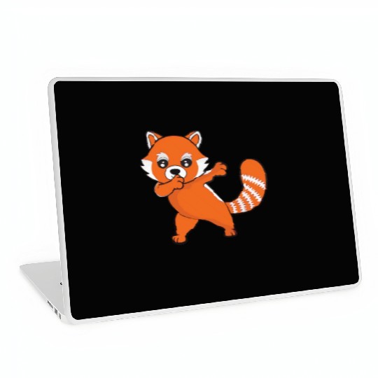 Dabbing Red Panda Cherry Blossoms Bamboo Laptop Skins