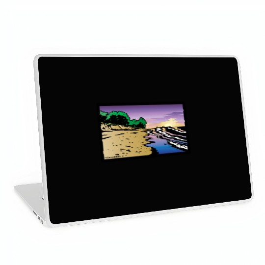 Purple Twilight Indiana Dunes Poster Laptop Skins