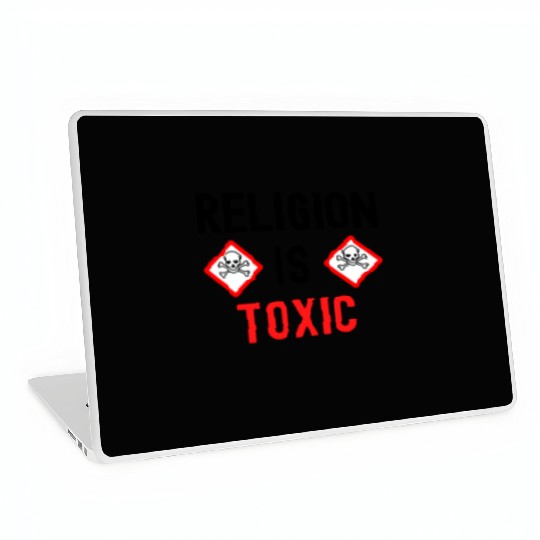 RELIGION Is TOXIC Skull Crossbones toxicity symbol Laptop Skins