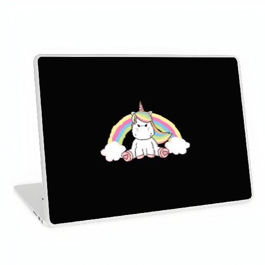 Grumpy Unicorn Evil Bad Mood Unicorn Rainbow Laptop Skins
