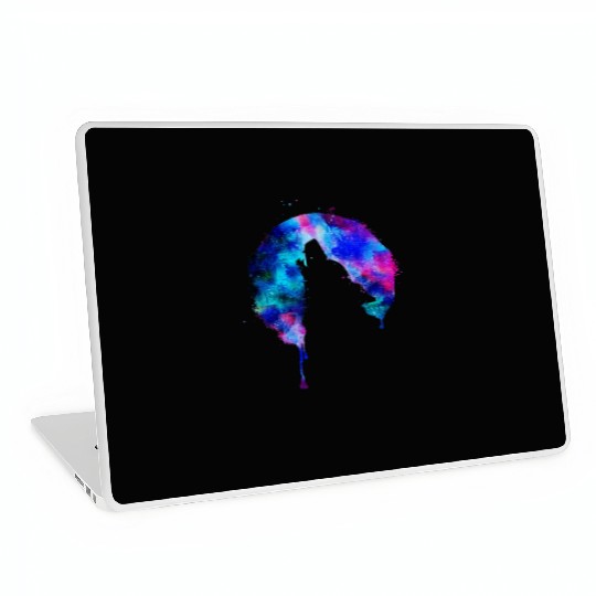 Howling wolf full moon wolves galaxy stars sky Laptop Skins