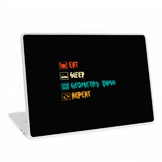 Eat sleep geometry dash repeat retro Jumper Repeat Laptop Skins