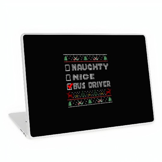 Naughty Nice Bus Driver, Matching Christmas Group Laptop Skins