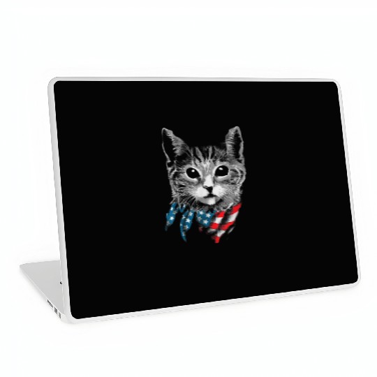 Cat 4th Of July American Flag Patriotic Cat Gift Laptop Skins