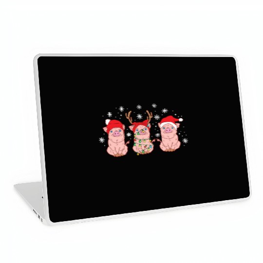 Christmas Funny Cute Pigs Winter Holiday Xmas Laptop Skins