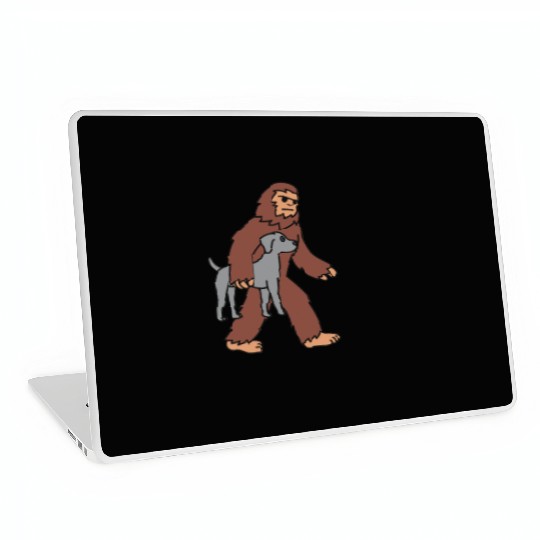 Bigfoot Sasquatch Carrying Weimaraner Laptop Skins