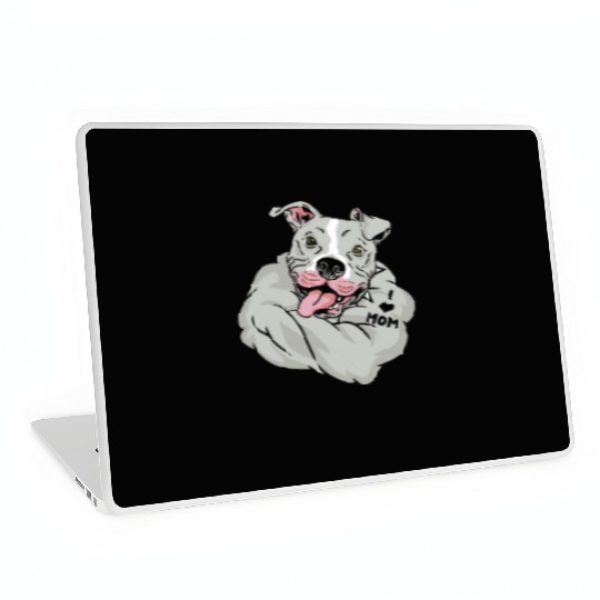 Cute Pitbull I Love Mom Tattoo Laptop Skins