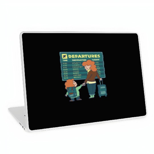 Airport Departures Flight Mom and Son traveling Ai Laptop Skins