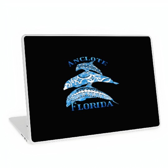 Anclote Florida Vacation Tribal Dolphins Laptop Skins