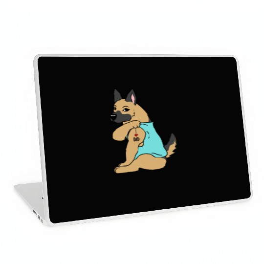 I Love Dad German Shepherd Laptop Skins