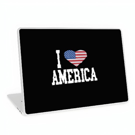 US Flag Proud American I Heart America, I Love Laptop Skins