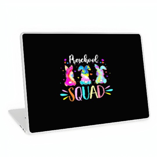 Cute Bunnies Preschool Teacher Squad Easter Day Laptop Skins