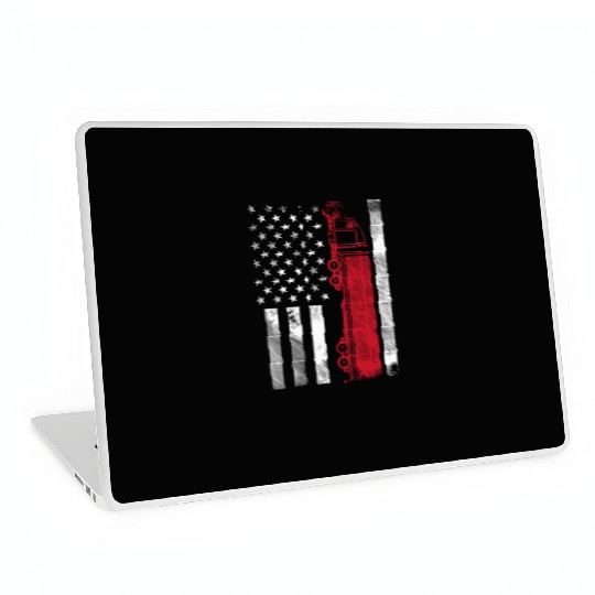 US American Flag Semi Truck Driver 18 Wheeler Laptop Skins