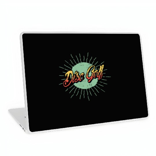 Retro Vintage Disc Golf Logo Design Graphic Laptop Skins