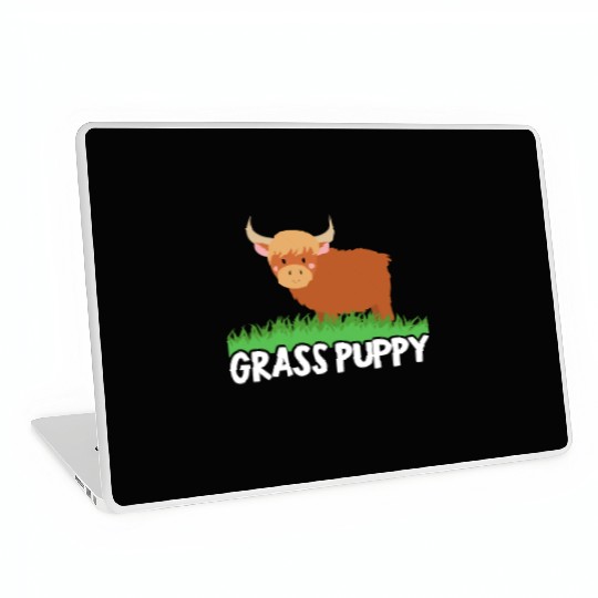 Grass Puppy Highland Farmer Cow Whisperer Farm Laptop Skins