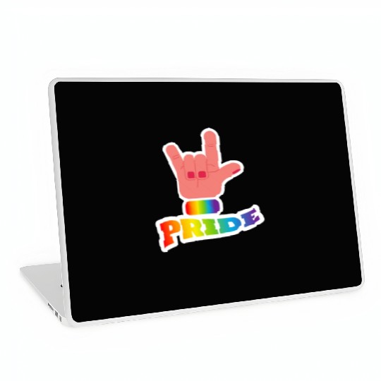 Pride flag hand - Pride quote lgbt community Laptop Skins
