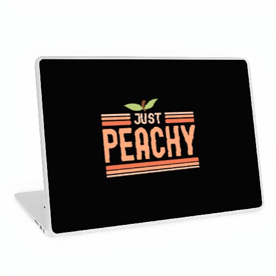 Just Peachy Cute Peach Fruit Peach Pun Phrase Laptop Skins