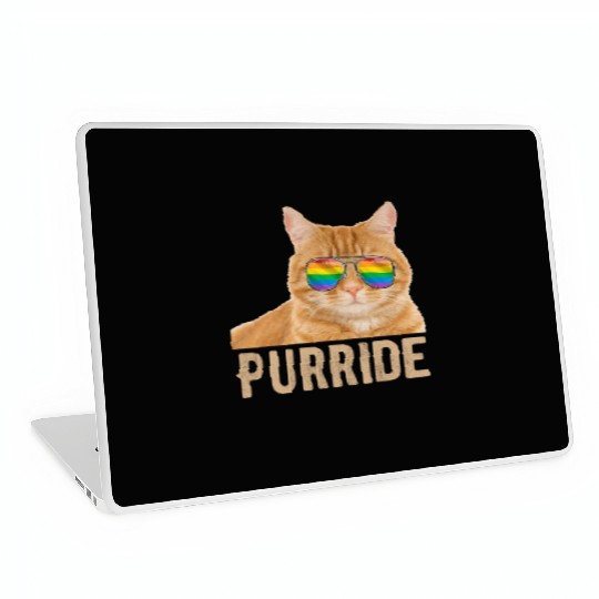 Funny Cat LGBT Gay Pride Rainbow Flag Laptop Skins