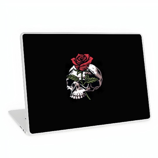 Bullets and Skull Roses Aesthetic Dripping Pattern Laptop Skins