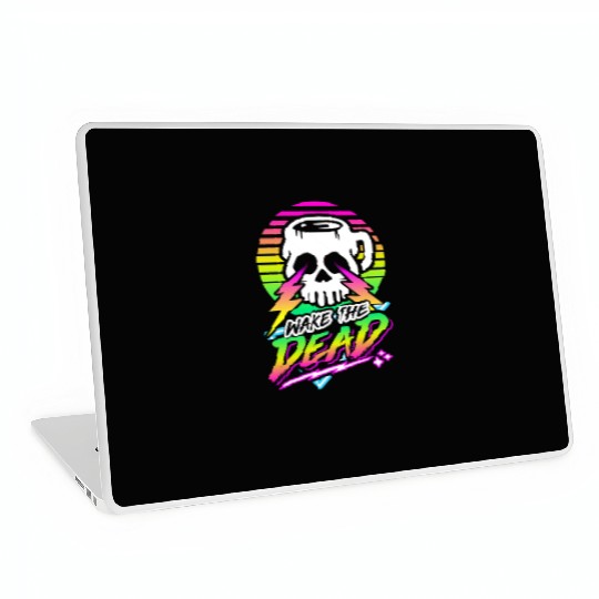 Wake The Dead (Skull Mug) Retro Neon Synthwave 80s Laptop Skins
