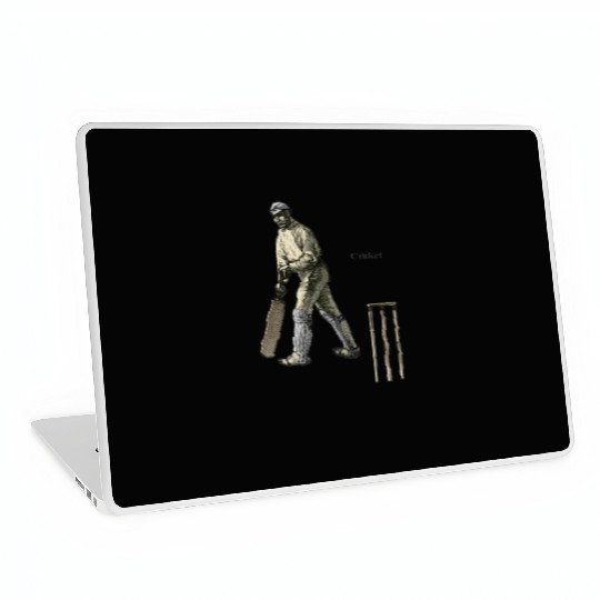 Vintage Cricket Player with a Bat and Wicket URM Laptop Skins