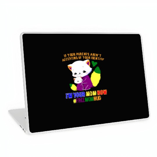 Free Mom Hugs Proud Mama Cat and Kitten Pride Laptop Skins