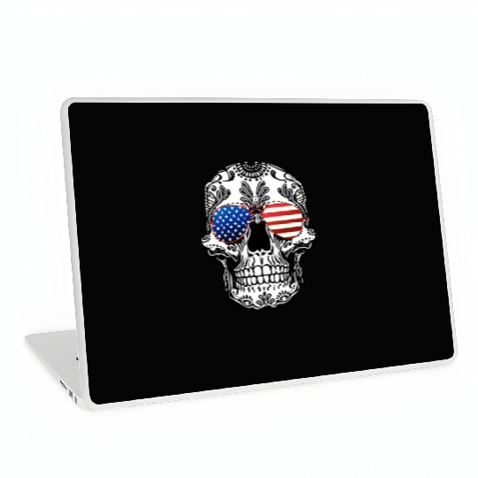 Skull American Flag Glasses Sugar Skull US Stars Laptop Skins