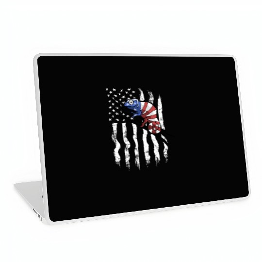 US Flag Patriotic American Chameleon in Stars Laptop Skins