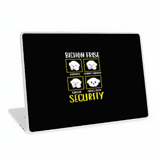 Bichon Frise Security Curly Hair Pup Puppy Lover Laptop Skins