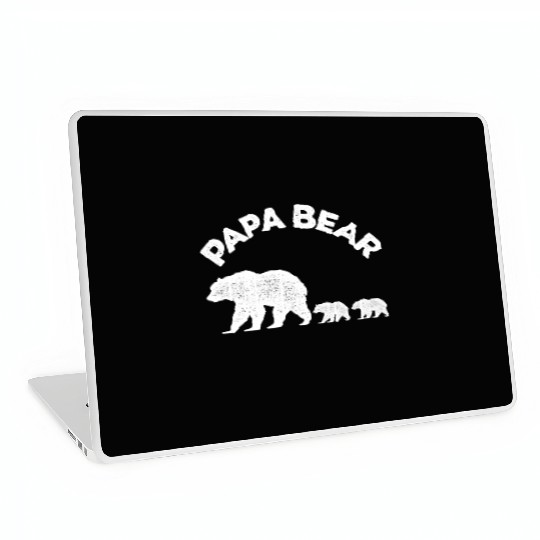 Vintage Papa Bear with Two Cubs Daddy Bear Twin Laptop Skins