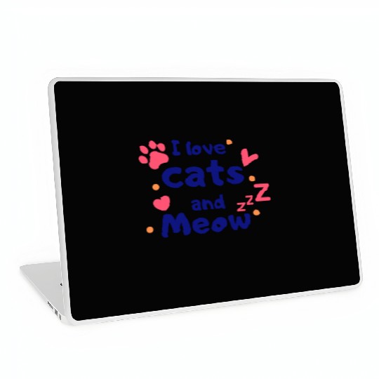 I love cats and Meow Funny Laptop Skins